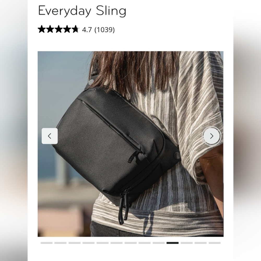 PEAK DESIGNS Everyday Sling Bag, 3L, Black, NWT